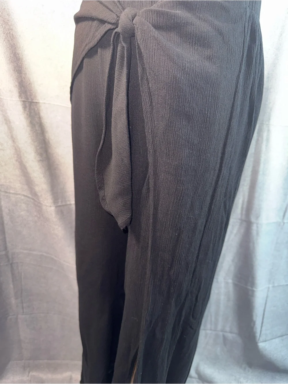 2284-Kona Sol Black Tie-Front Swim Coverup Skirt